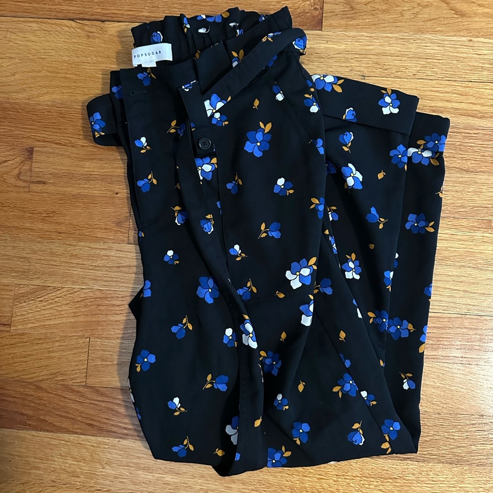 POPSUGAR Black and Blue Casual Floral Bottoms